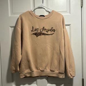 Tan Los Angeles, cheetah, print, oversize size, small sweatshirt